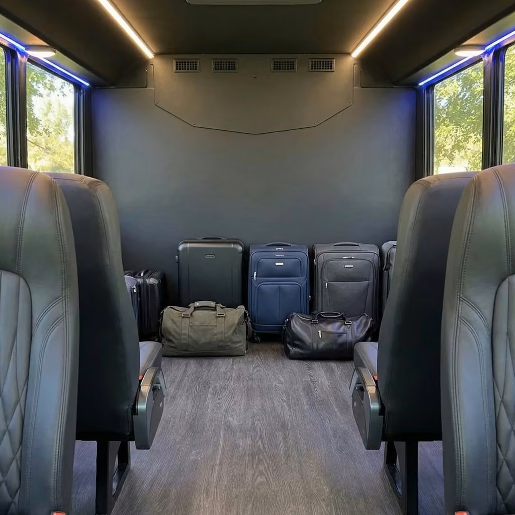 bell gardens 20 passenger minibus luggage area