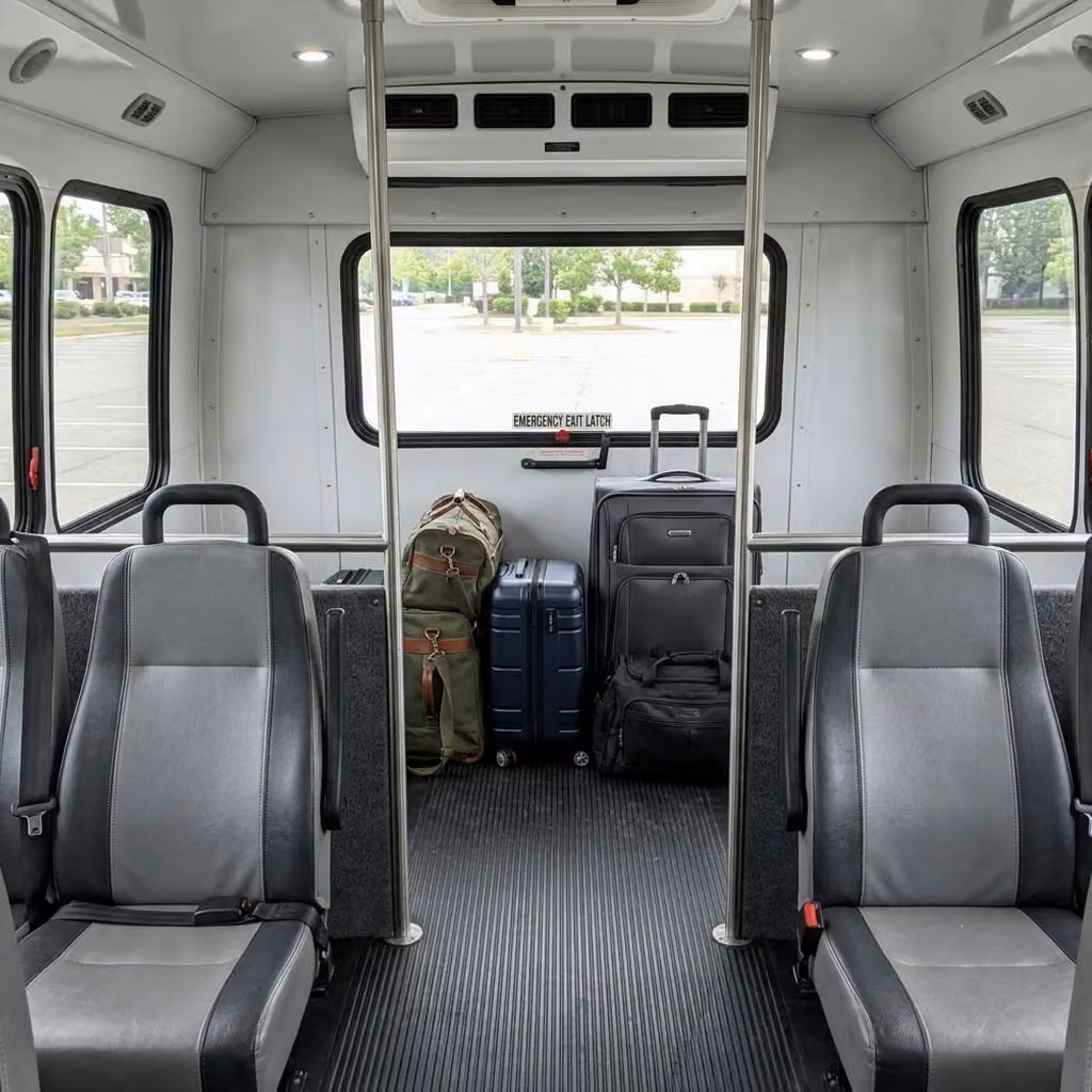 bell gardens 28 passenger minibus luggage area