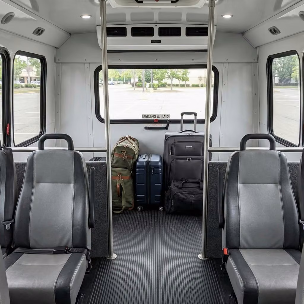bell gardens 30 passenger minibus luggage area