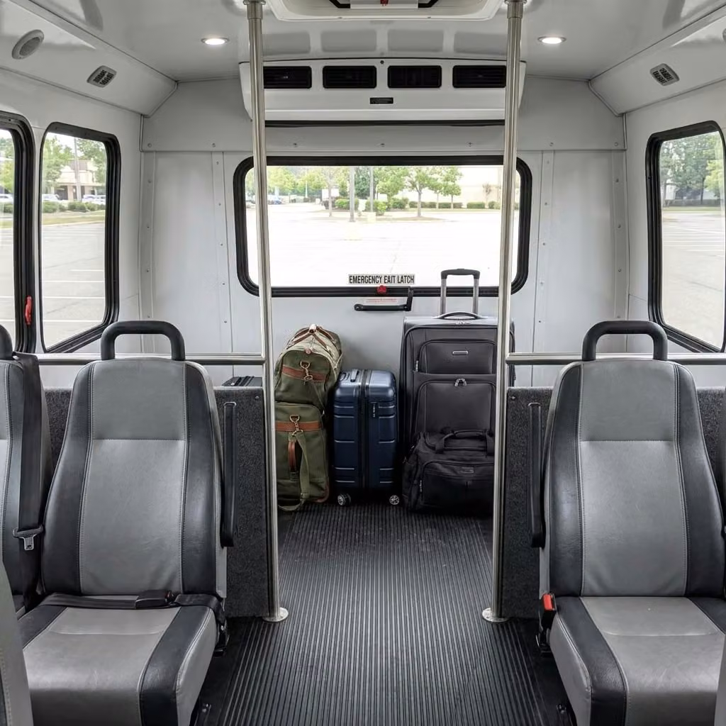 bell gardens 35 passenger minibus luggage area
