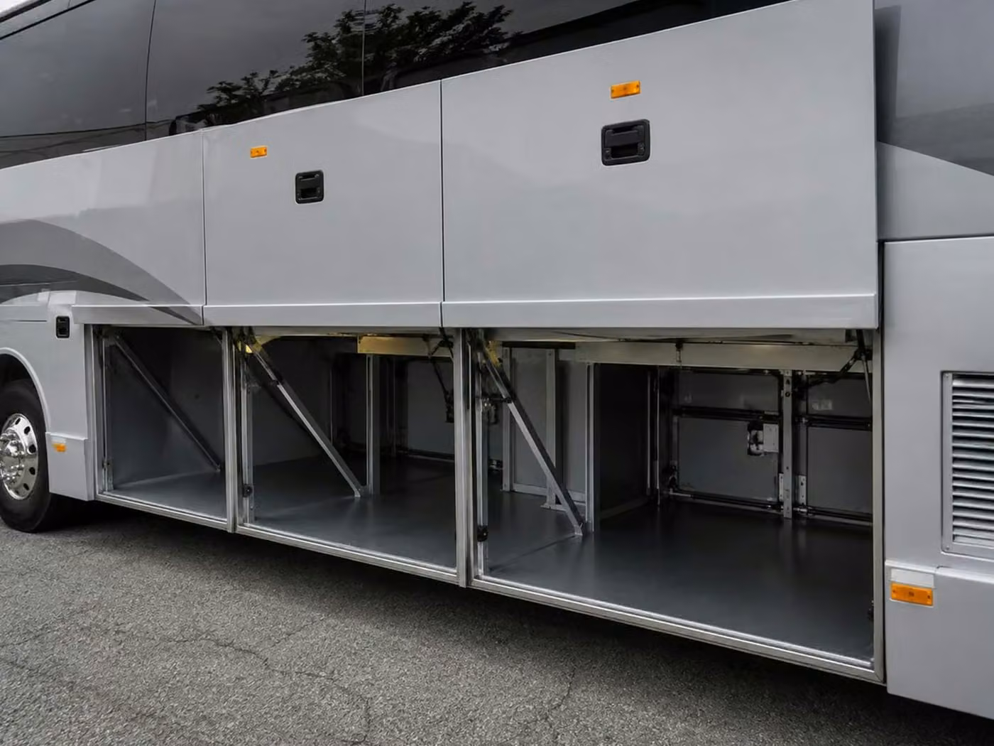 bell gardens 56 passenger charter bus luggage bays