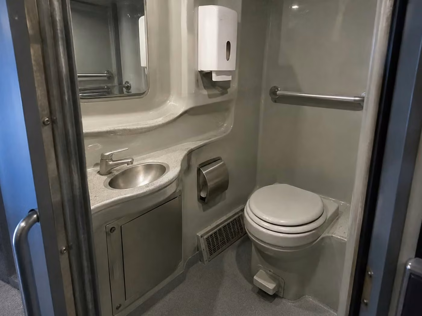 bell gardens 56 passenger charter bus onboard restroom
