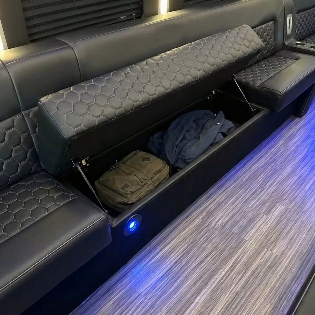 bell gardens party bus under seat storage