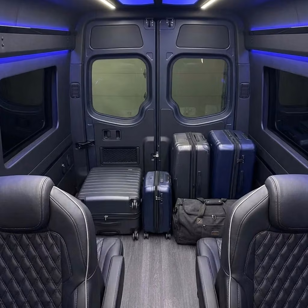 bell gardens sprinter van rental with driver luggage area